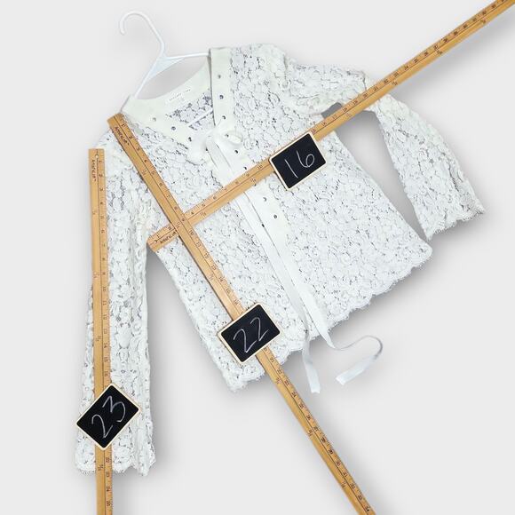 Endless Rose Lace Top Womens Small White Summer Cottage Boho Floral Feminine - Picture 4 of 12